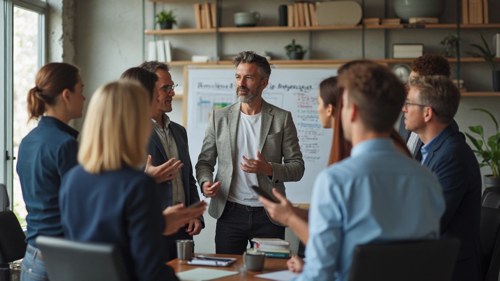 Team bei der Entwicklung von Zielsetzungs-Strategien