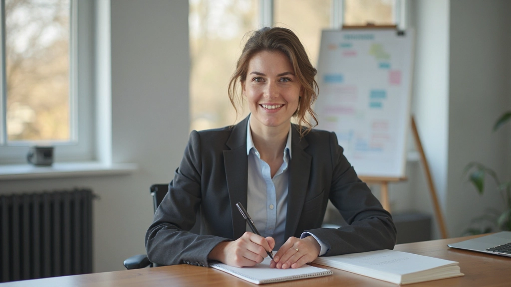 Person notiert Ziele und Visionen in einem Planungsbuch mit farblichen Markierungen und Skizzen